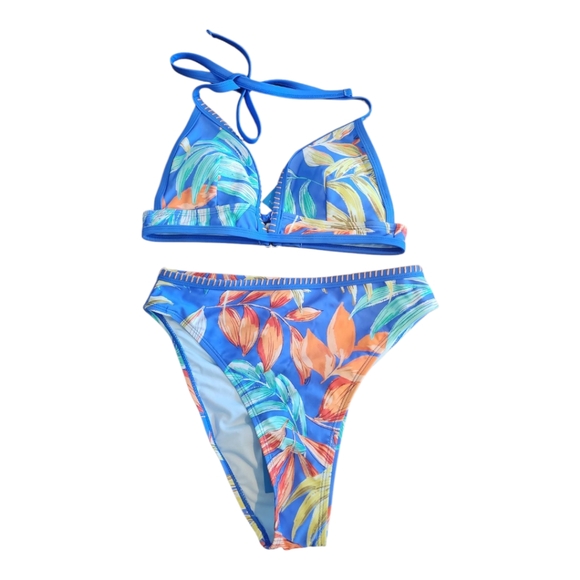 Cupshe Blue and Orange Tropical Bikini - Picture 2 of 4